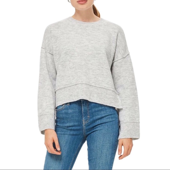 Topshop Mo Seam Detail Popper Sweater Cropped - Picture 2 of 5